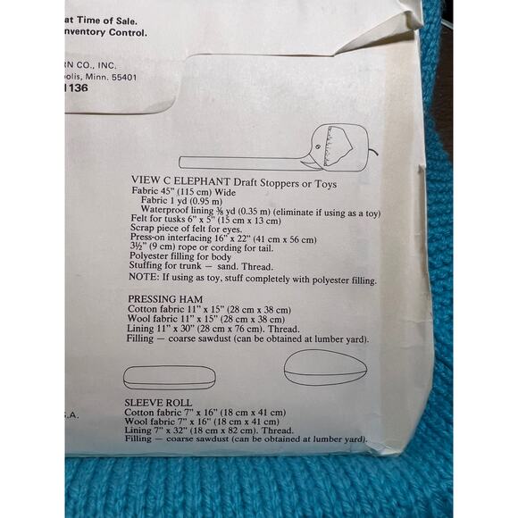 Kwik Sew 1136 pattern Draft stopper toys cat elephant caterpillar pressing ham - Picture 5 of 5